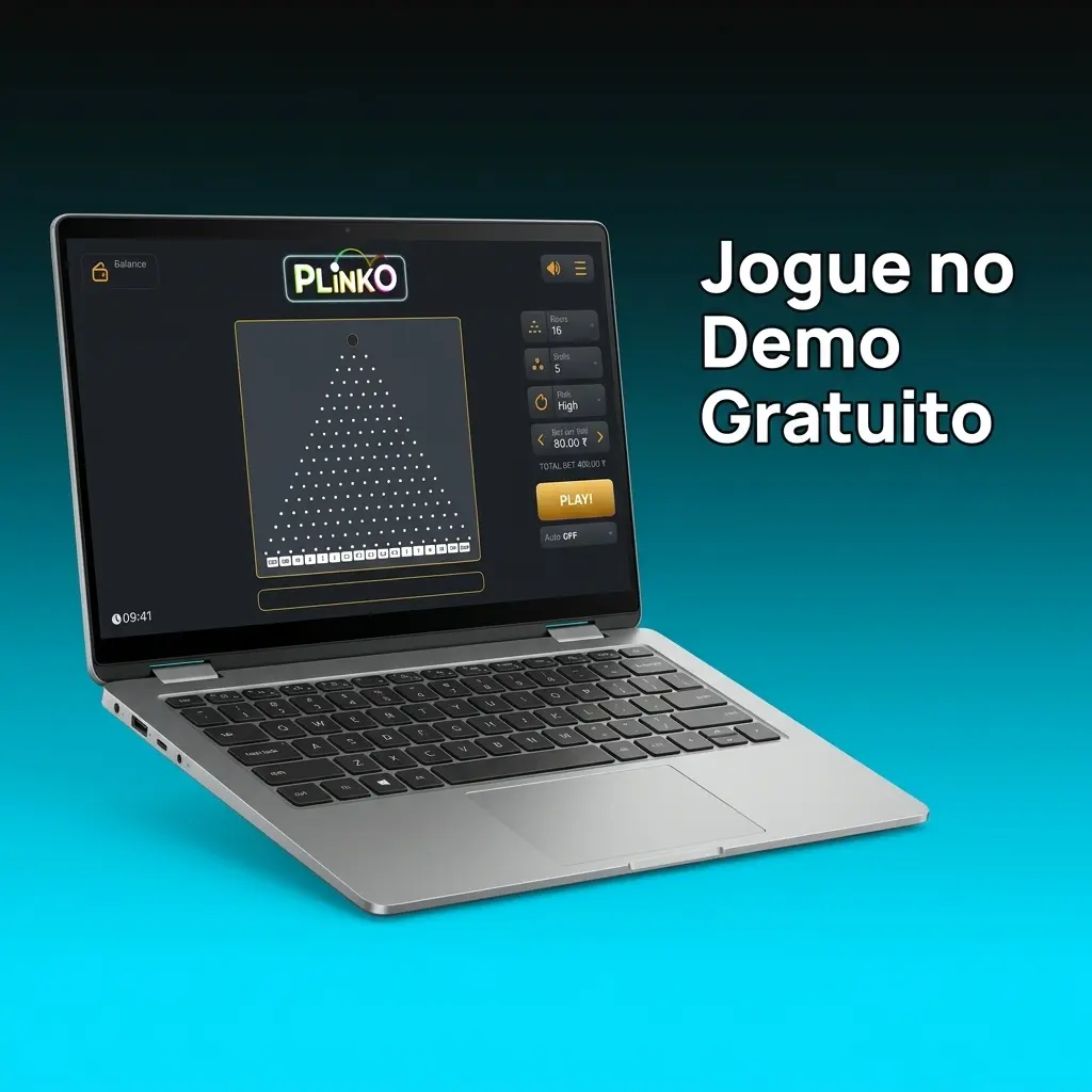 Tela do demo gratuito do Plinko com bola descendo pelos pinos sem apostas reais